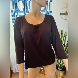 Liz & Co Black Quarter Sleeve Top Size XL